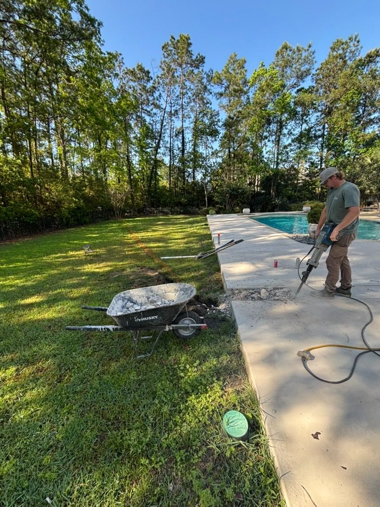Residential pool deck pressure washing