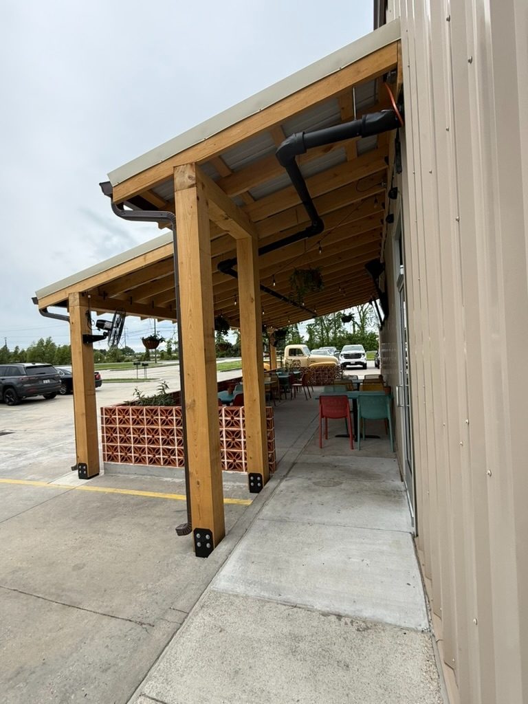 Restaurant patio framing during construction