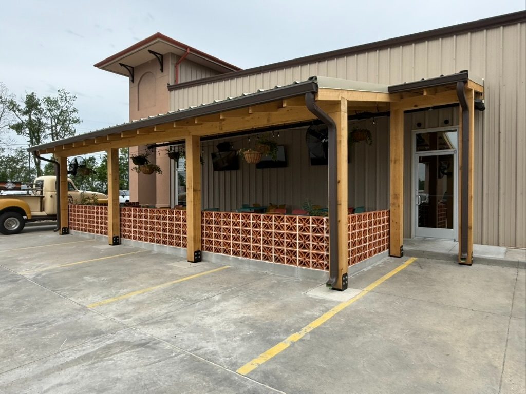 Completed restaurant pergola and covered patio