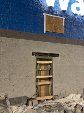 Walmart commercial exterior door framing