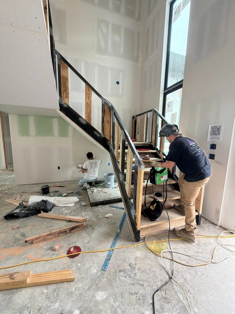 Residential drywall and framing in progress
