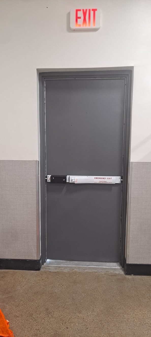 Commercial exit door installation interior