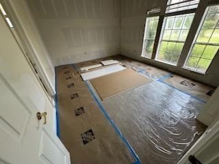Bedroom prepped for new flooring